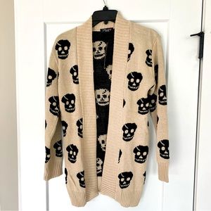 Skull Print Cardigan Sweater